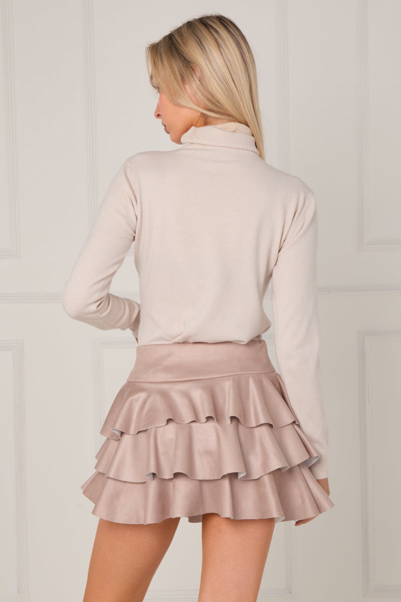 Frill Suede Mini Skirt
