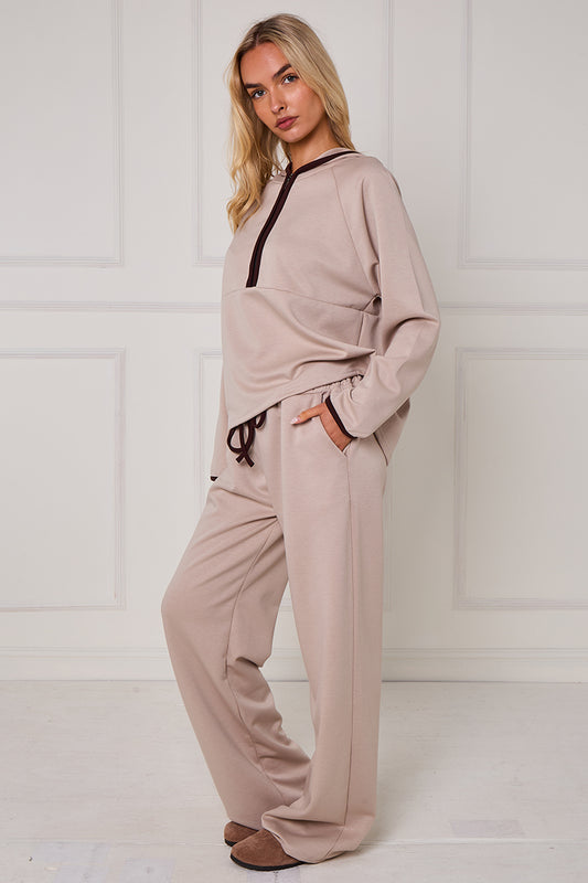 Contrast Band Hooded Lounge Set