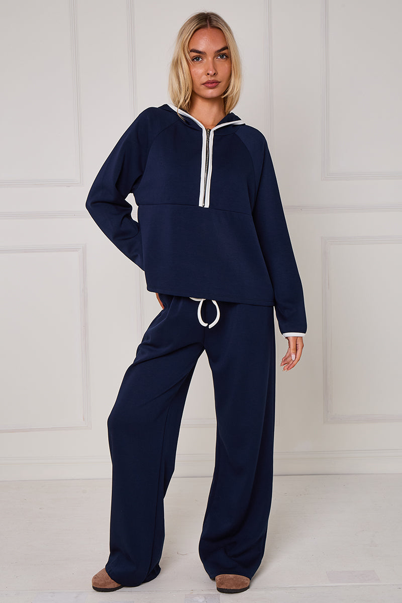 Contrast Band Hooded Lounge Set
