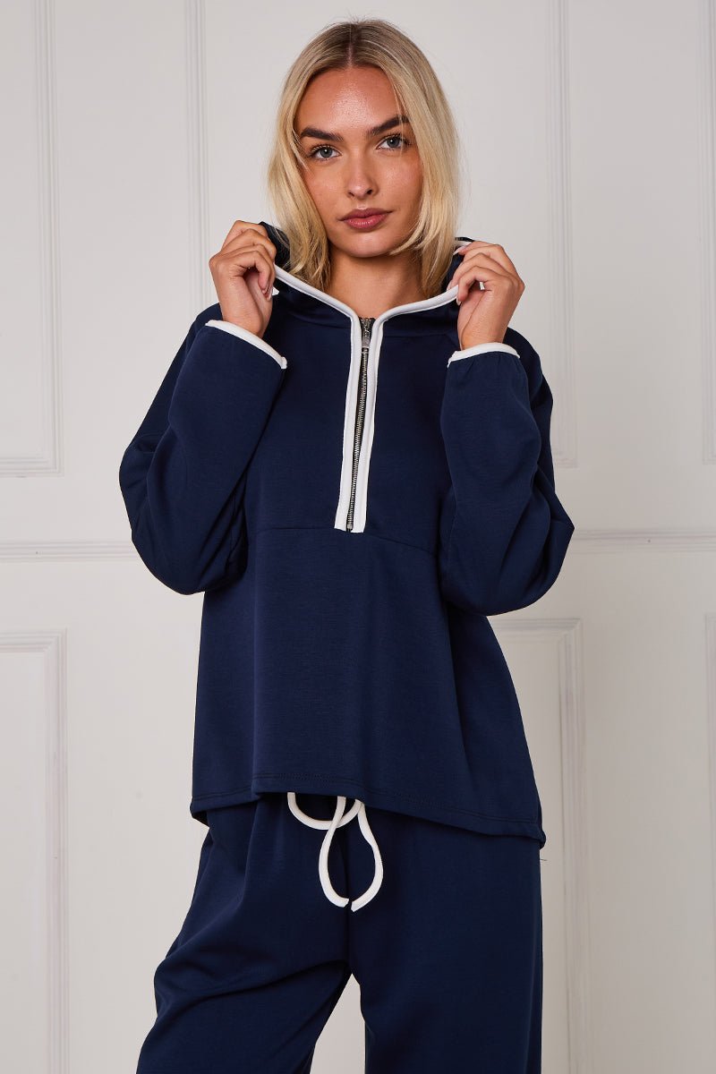 Contrast Band Hooded Lounge Set