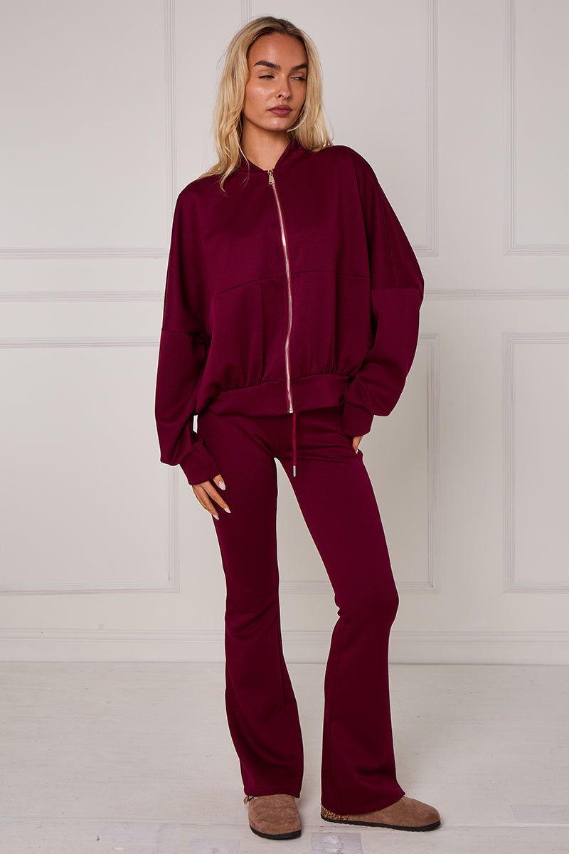 Bomber Sweatshirt With Zip And Joggers Lounge Set