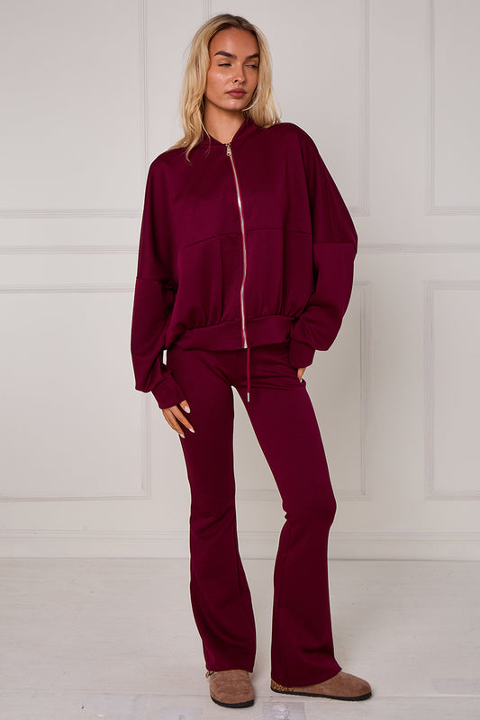 Bomber Sweatshirt With Zip And Joggers Lounge Set