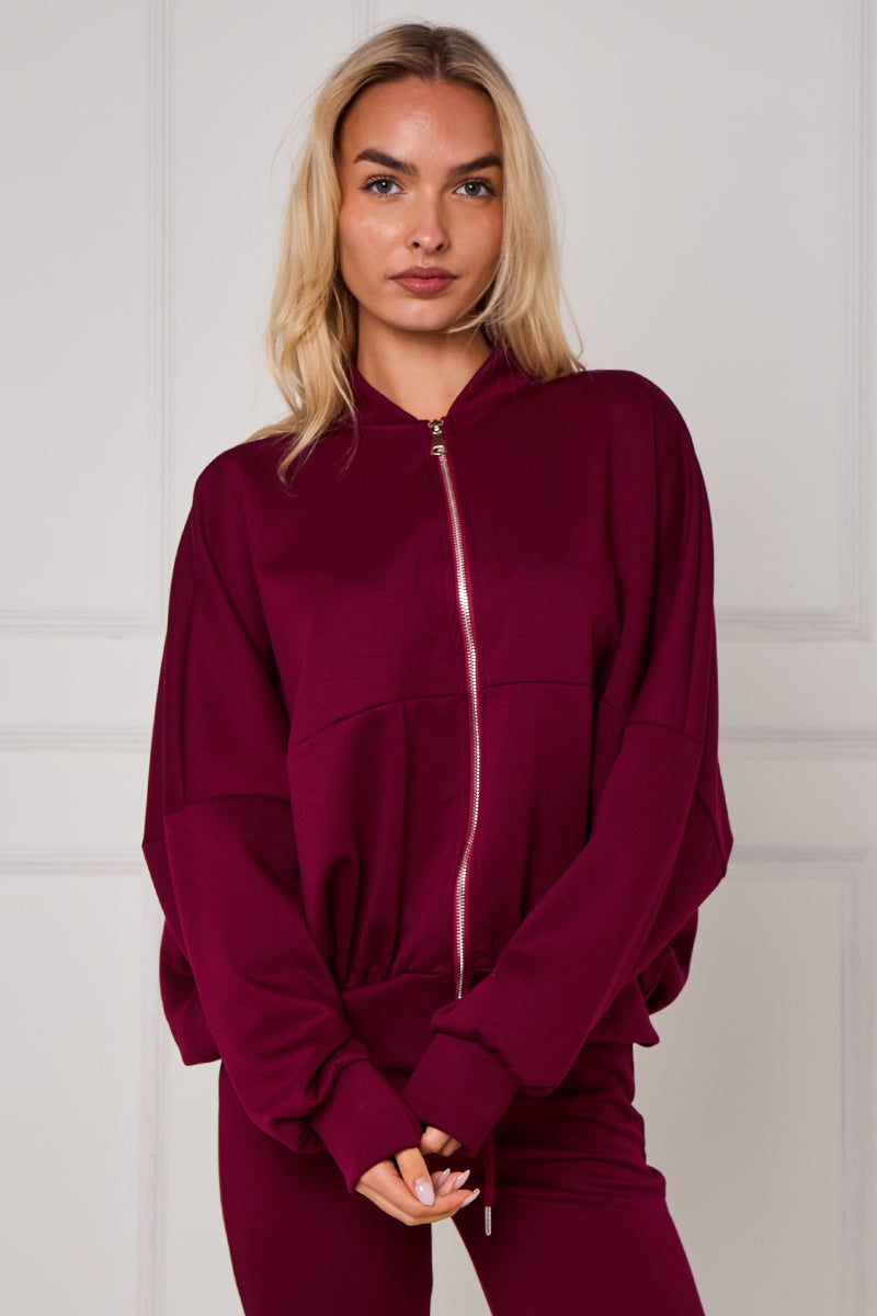 Bomber Sweatshirt With Zip And Joggers Lounge Set