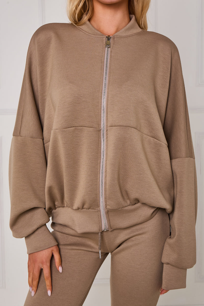 Bomber Sweatshirt With Zip And Joggers Lounge Set