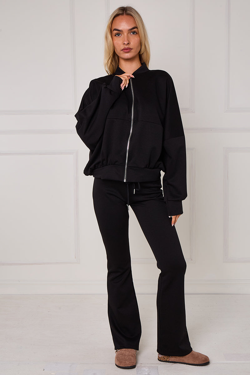 Bomber Sweatshirt With Zip And Joggers Lounge Set