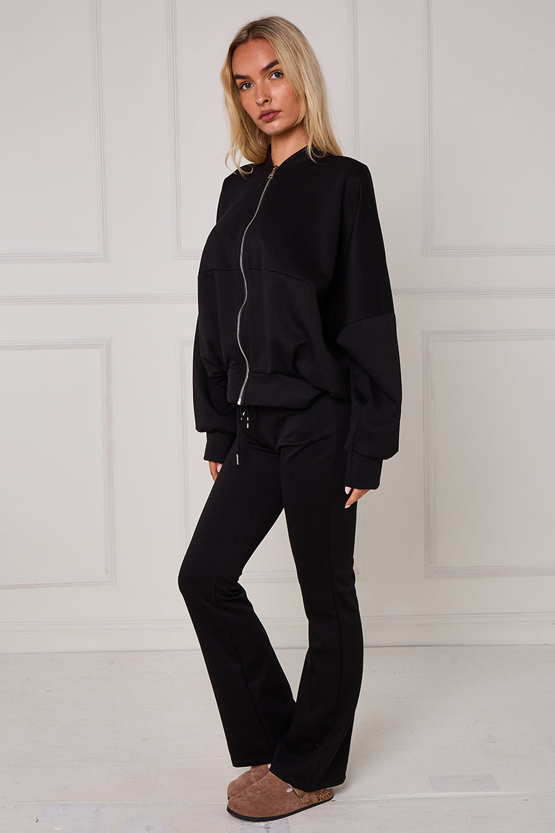 Bomber Sweatshirt With Zip And Joggers Lounge Set