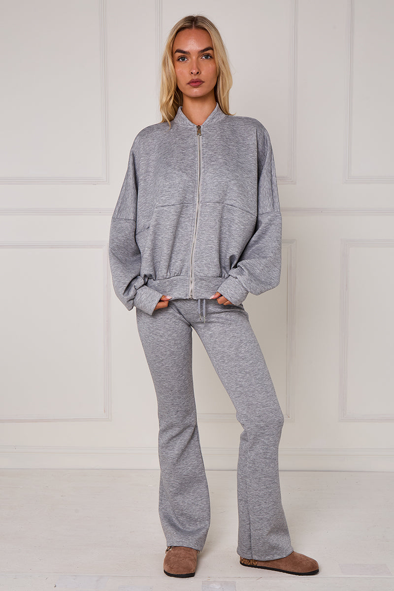 Bomber Sweatshirt With Zip And Joggers Lounge Set