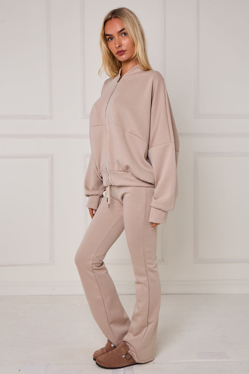 Bomber Sweatshirt With Zip And Joggers Lounge Set