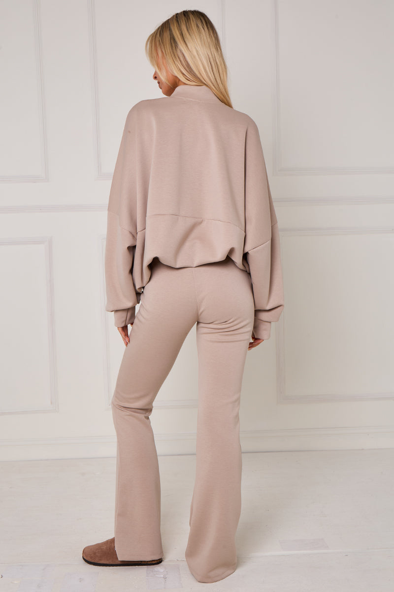 Bomber Sweatshirt With Zip And Joggers Lounge Set