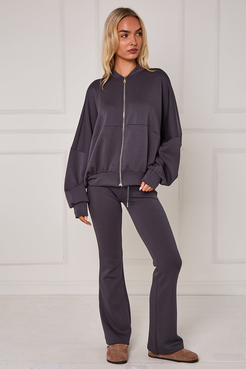 Bomber Sweatshirt With Zip And Joggers Lounge Set