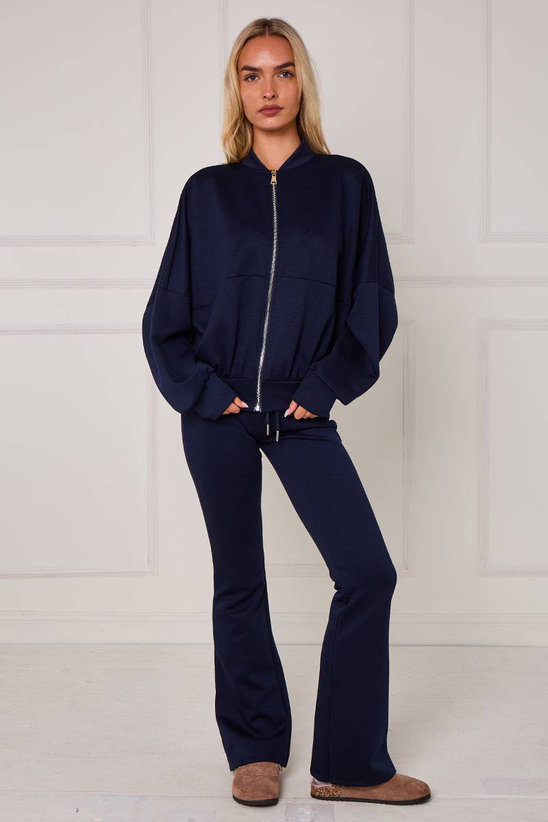 Bomber Sweatshirt With Zip And Joggers Lounge Set