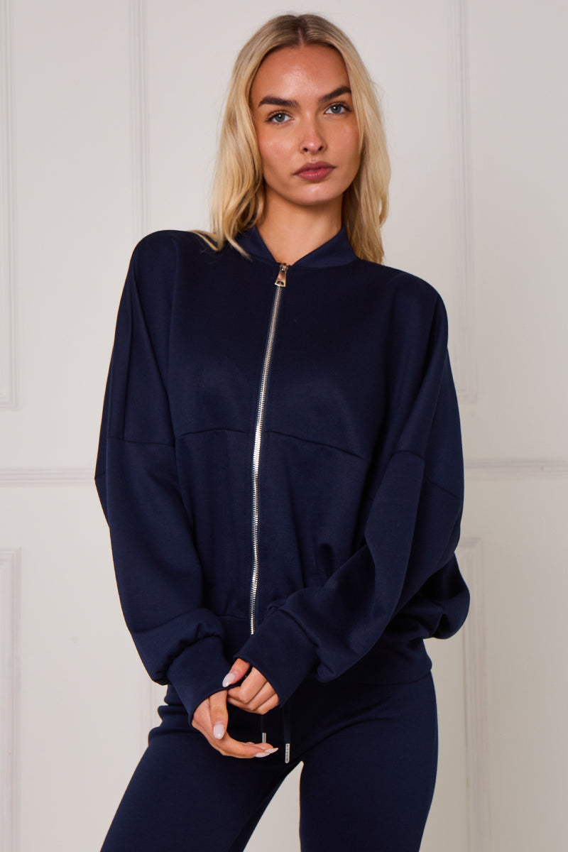 Bomber Sweatshirt With Zip And Joggers Lounge Set