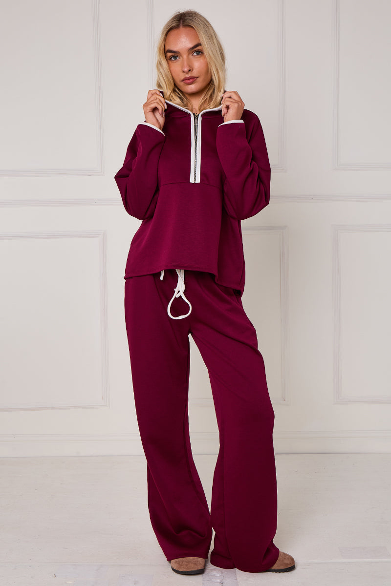 Contrast Band Hooded Lounge Set