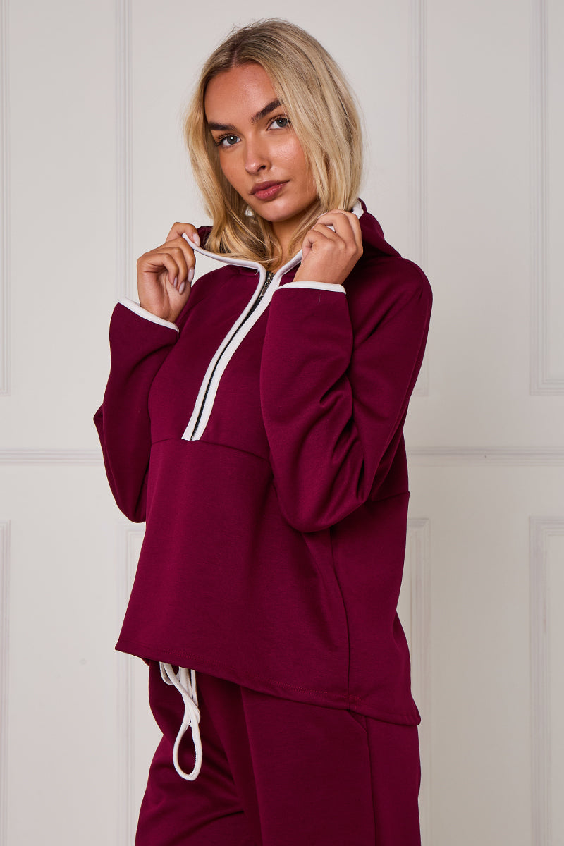 Contrast Band Hooded Lounge Set
