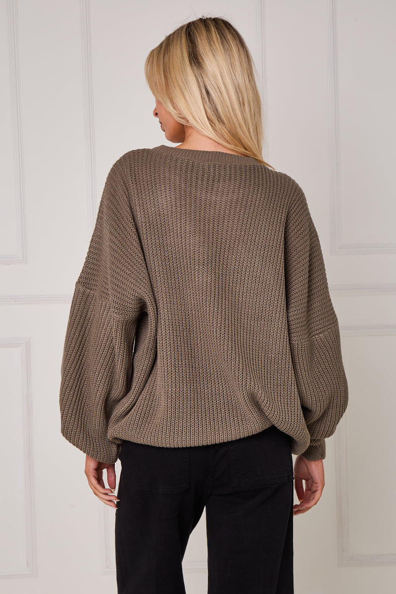 Oversized Plain Chunky Knit Stripe Jumper