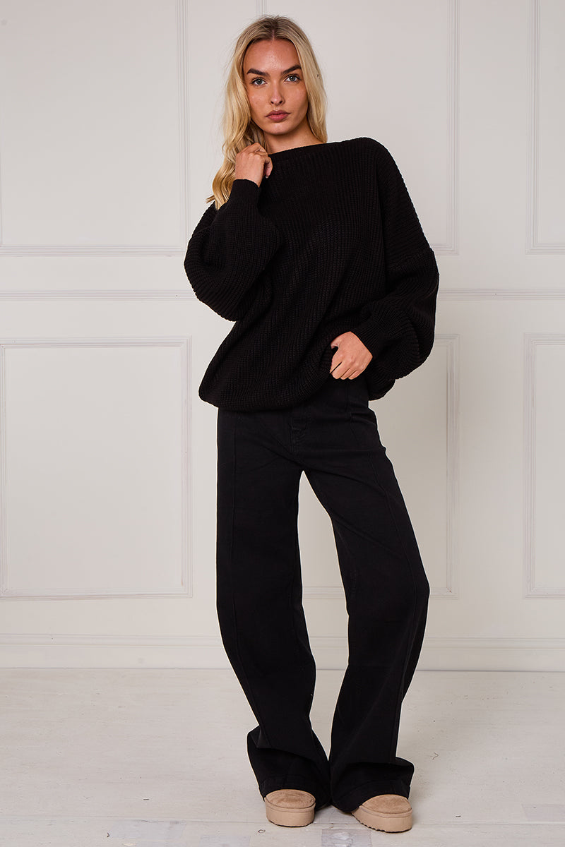 Oversized Plain Chunky Knit Stripe Jumper