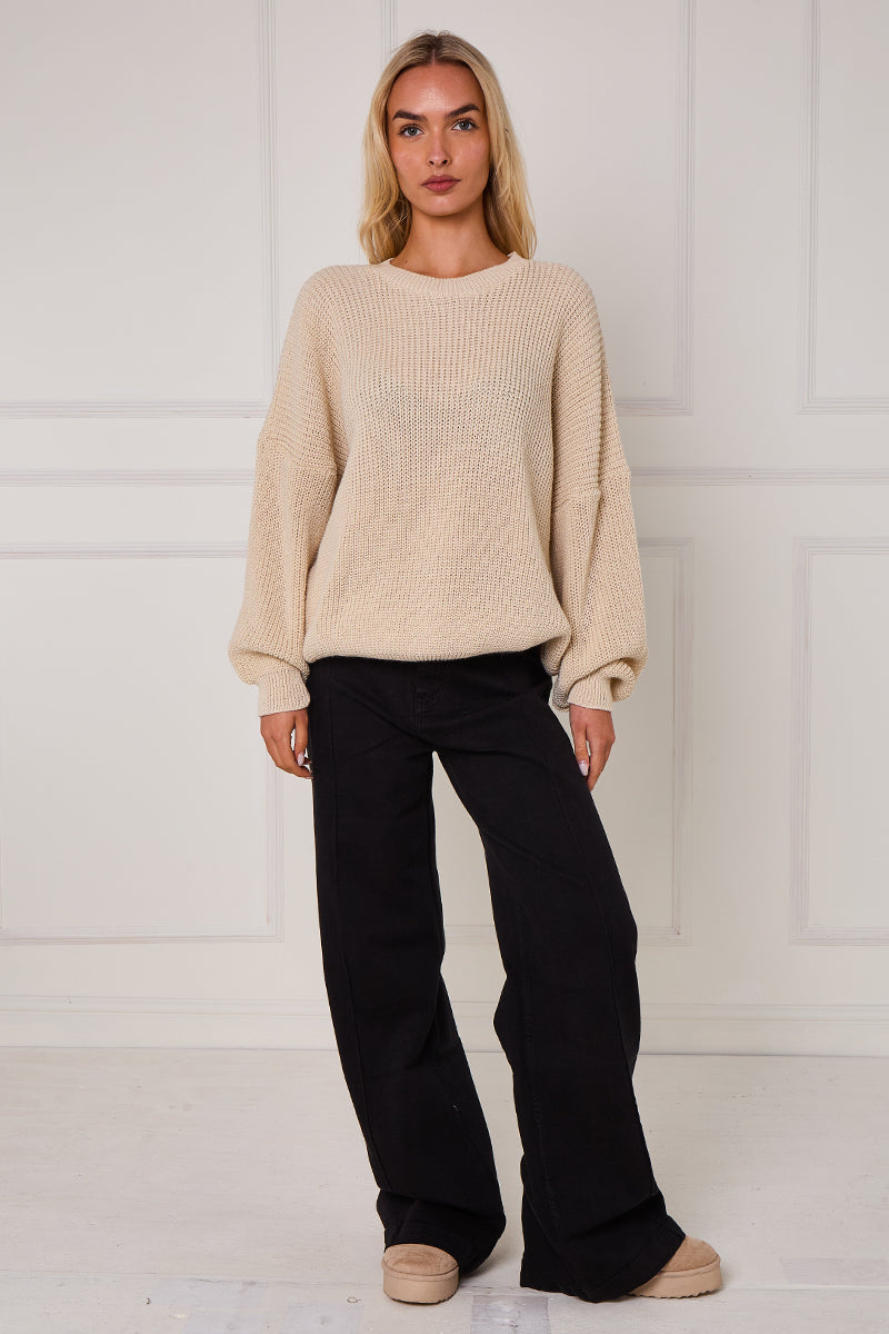 Oversized Plain Chunky Knit Stripe Jumper