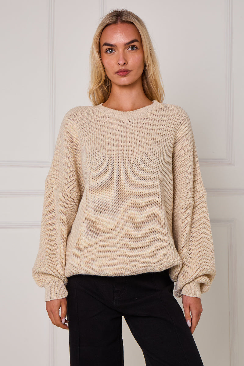 Oversized Plain Chunky Knit Stripe Jumper
