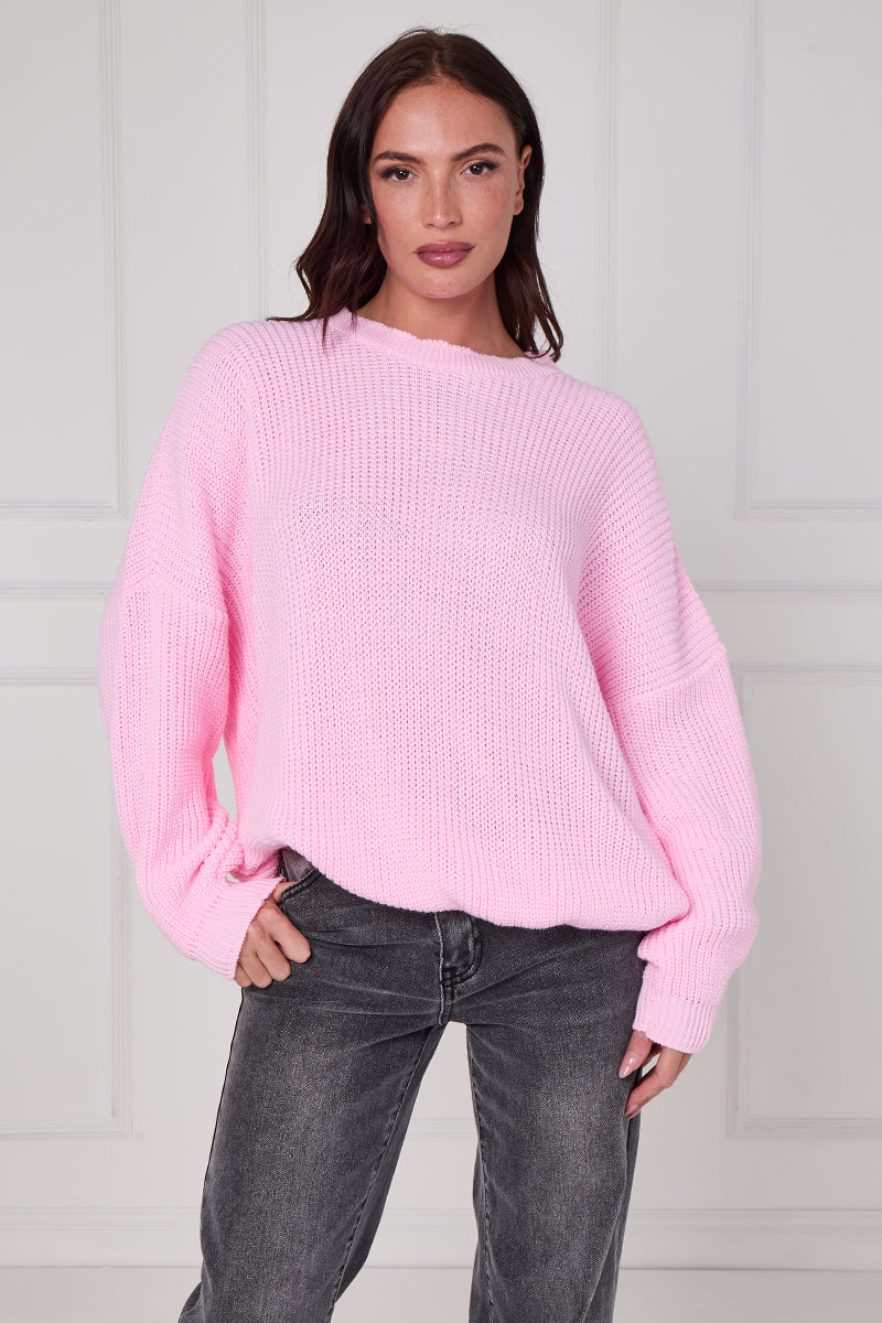 Oversized Plain Chunky Knit Stripe Jumper