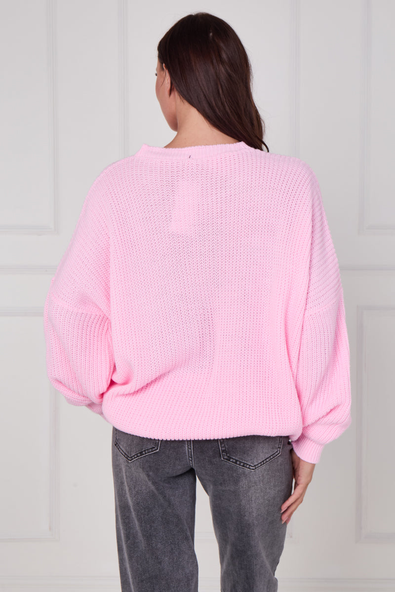 Oversized Plain Chunky Knit Stripe Jumper