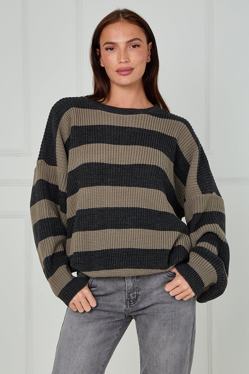 Oversized Chunky Knit Stripe Jumper